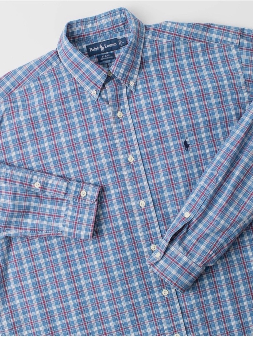 Ralph Lauren Blue and Red Plaid Button-Down Shirt